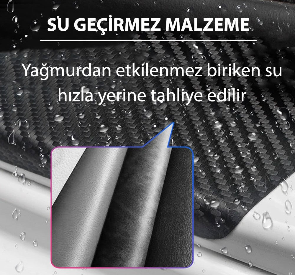 Karbon Kapı Eşiği Koruyucu Suni Deri 4'lü Set
