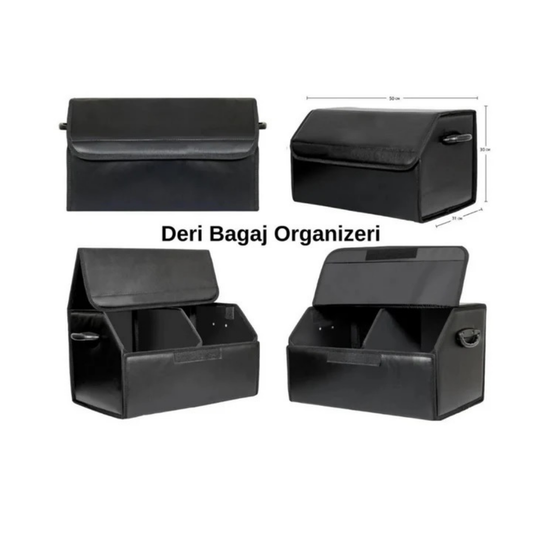 Araç Marka Logo Baskılı Deri Bagaj Düzenleyici Organizer (50x30x31 cm)