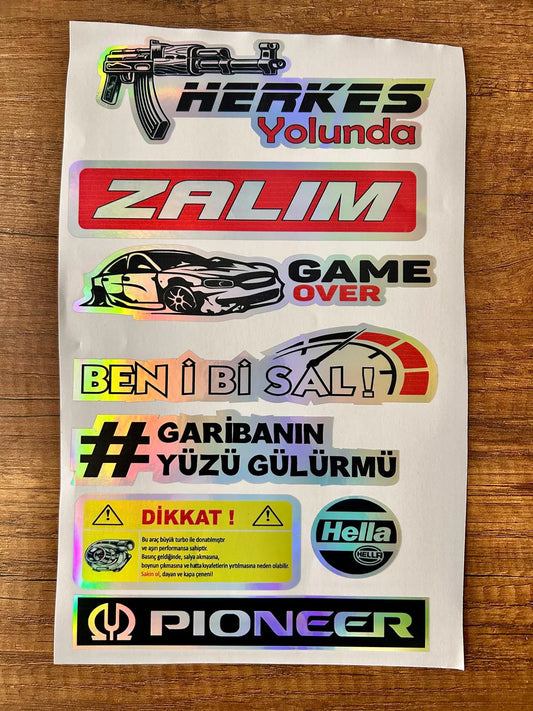 Araç Arka Cam Yazısı Hologramlı Yan kapı, Yan Cam Stickerı