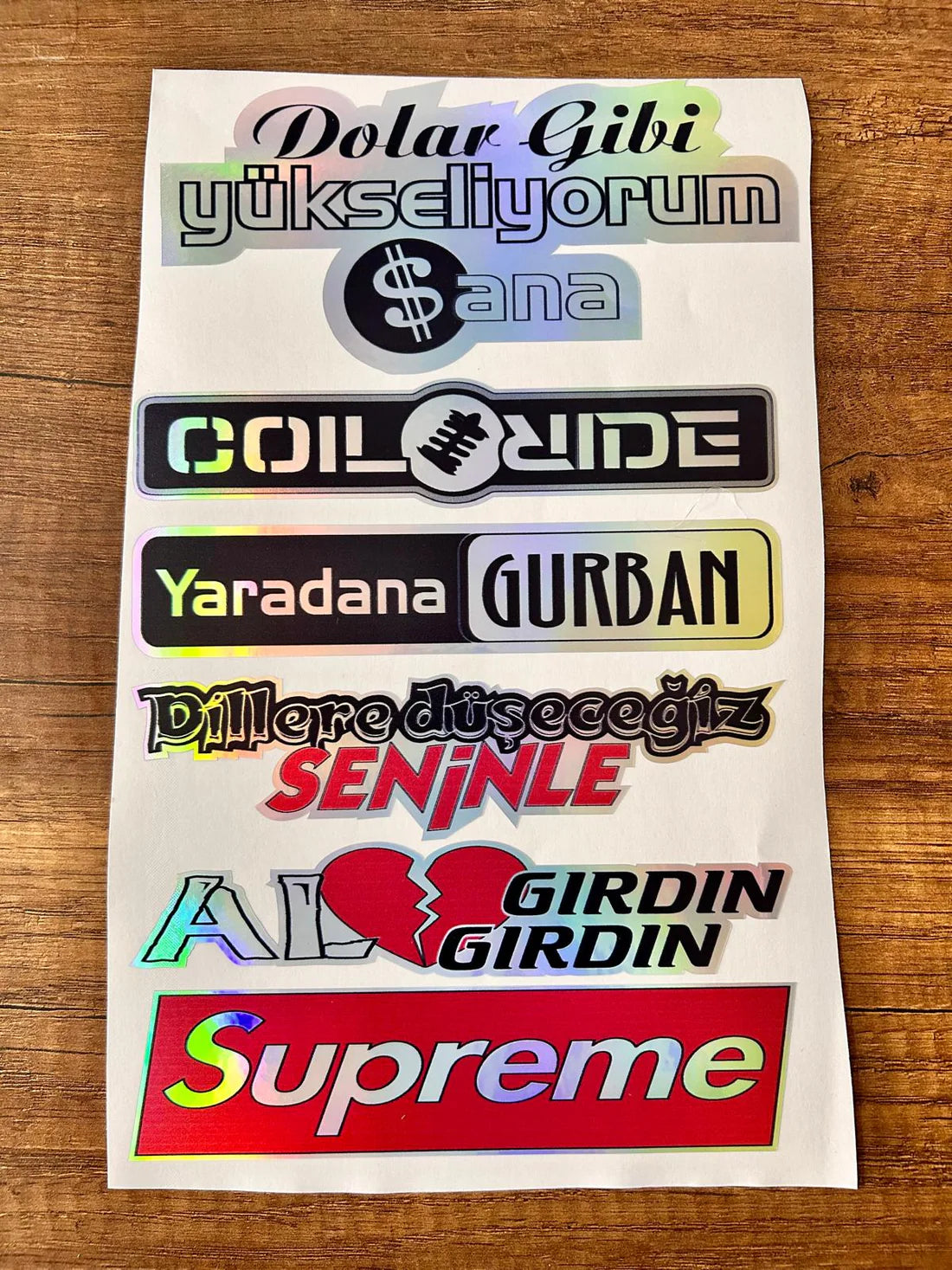 Araç Arka Cam Yazısı Hologramlı Yan kapı, Yan Cam Stickerı