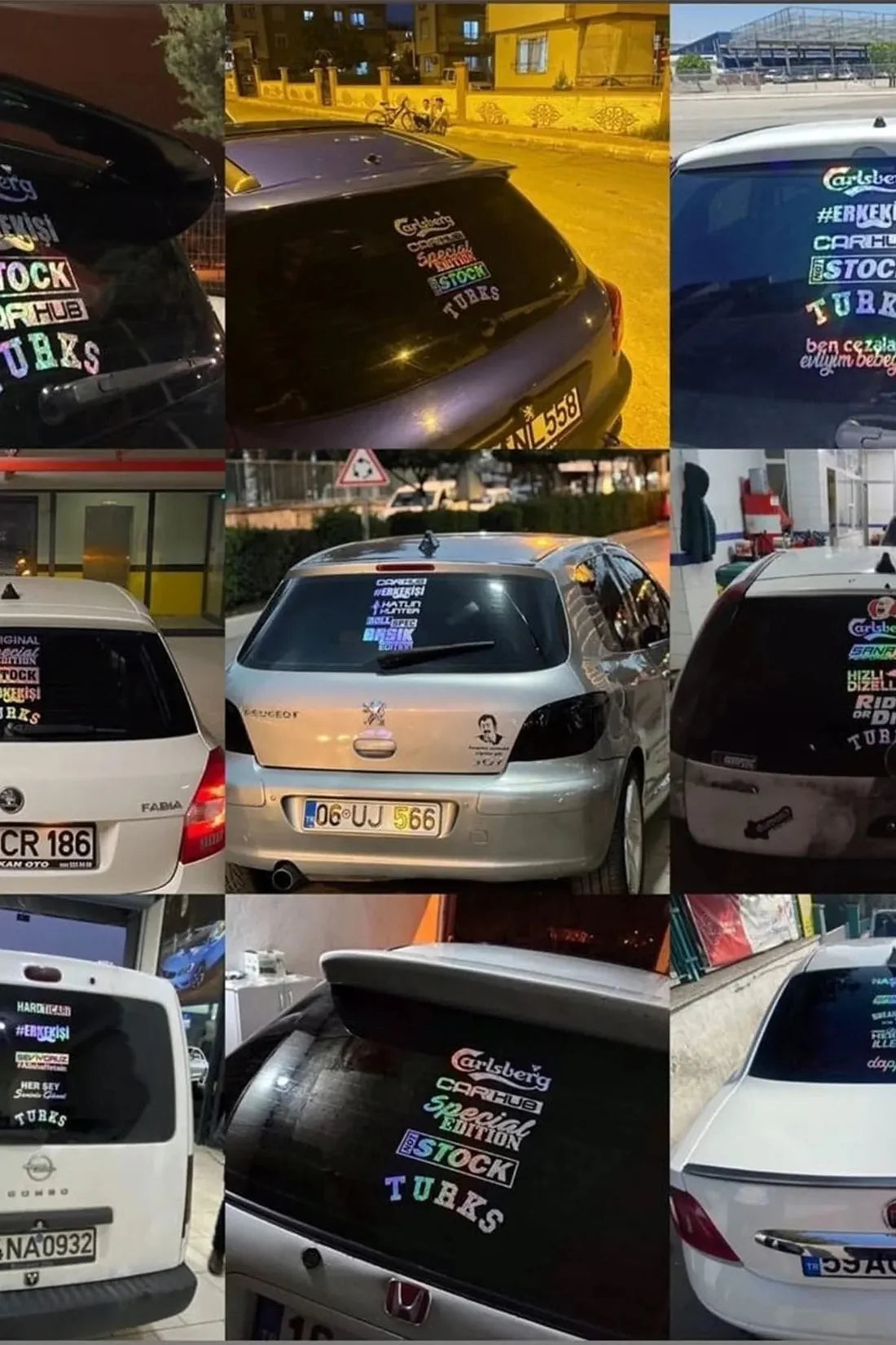 Araç Arka Cam Yazısı Hologramlı Yan kapı, Yan Cam Stickerı
