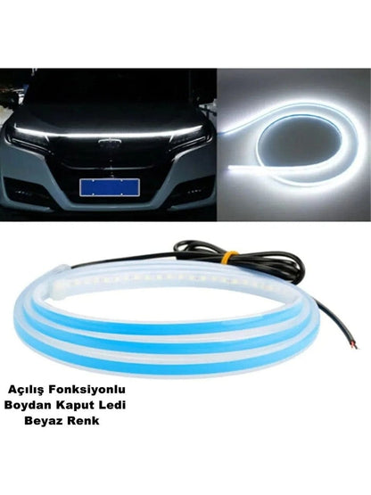 Açılış Fonksiyonlu Boydan Kaput Kayar LED Şerit – Beyaz Renk (Su Geçirmez & Esnek Tasarım)