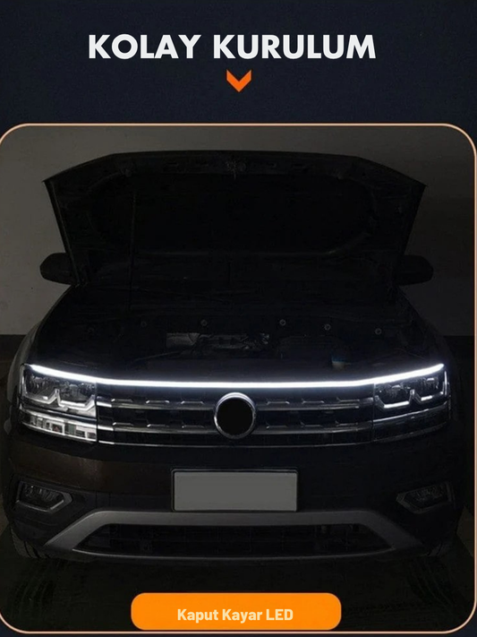 Açılış Fonksiyonlu Boydan Kaput Kayar LED Şerit – Beyaz Renk (Su Geçirmez & Esnek Tasarım)