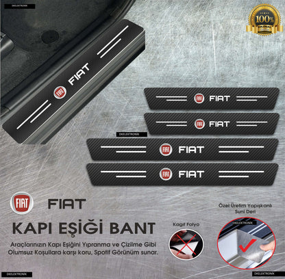 Karbon Kapı Eşiği Koruyucu Suni Deri 4'lü Set